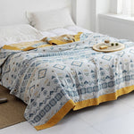 Patchwork blanc + bleu
