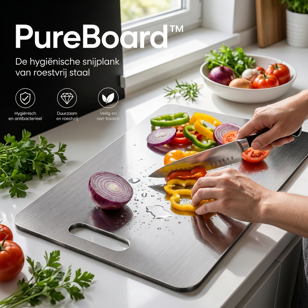 Planche à découper en acier inoxydable hygiénique pour cuisine, résistante et facile à nettoyer.