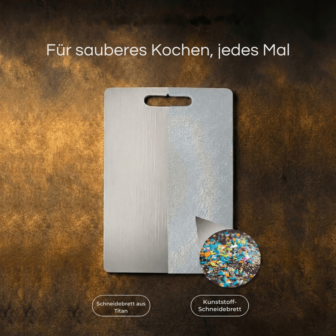 Planche de cuisine en titane, ultra-durable et antibactérienne pour une hygiène optimale.