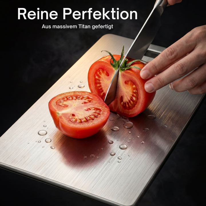 Planche de coupe en titane, légère et robuste, essentielle pour toute cuisine moderne.