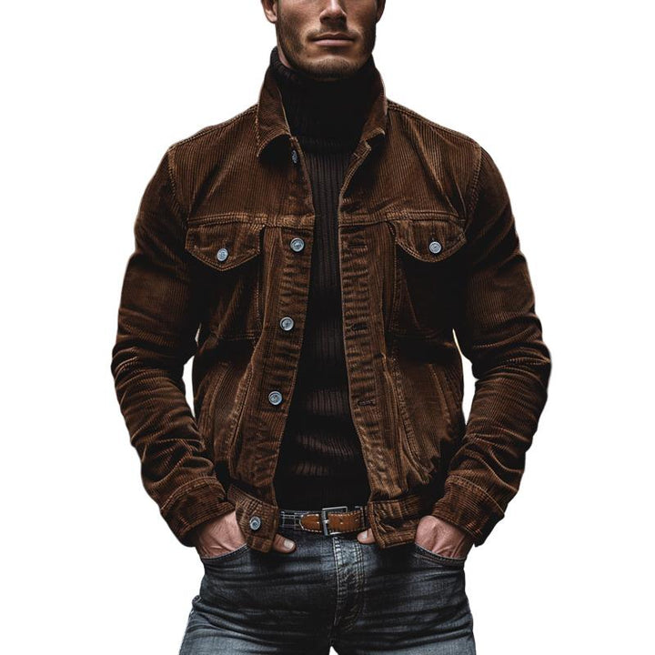 Veste homme workwear vintage kaki avec poches fonctionnelles pour un style décontracté et robuste.
