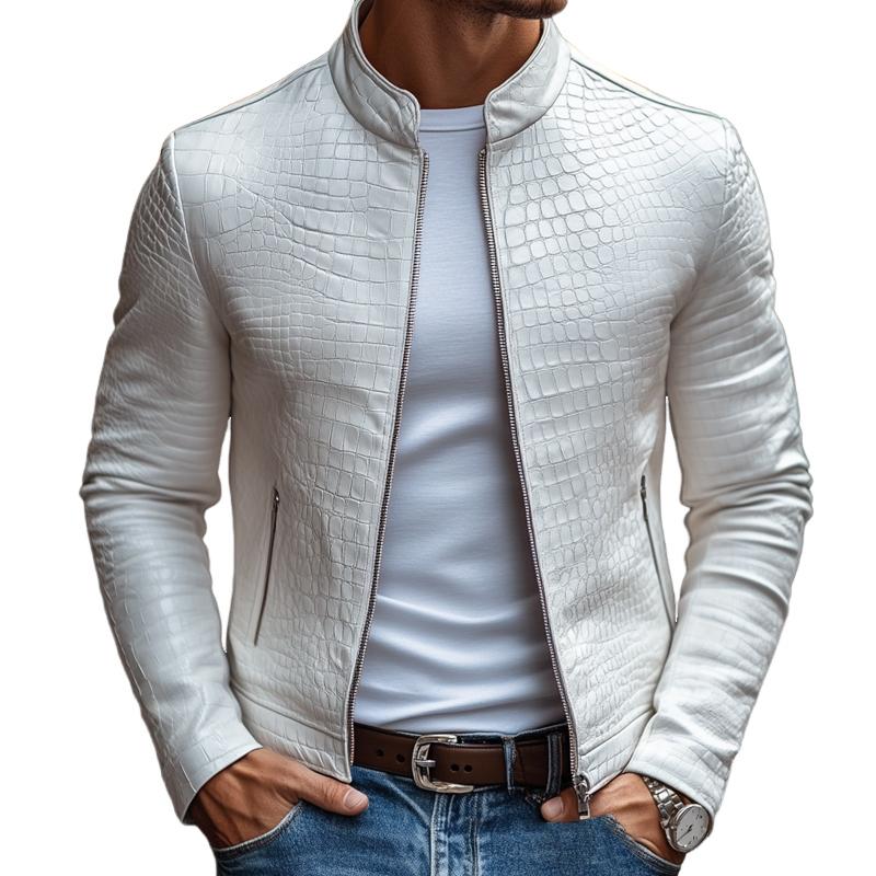 Veste homme ajustée, motif pierre moderne, doublure chaude. Idéale pour une tenue élégante d'automne.