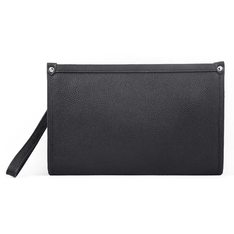 Pochette d'affaires homme noire sécurisée par empreinte digitale. Élégante et pratique pour documents professionnels.