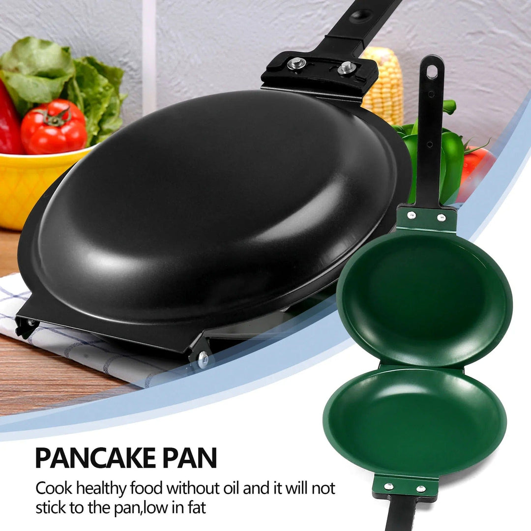 Retournez vos pancakes et crêpes facilement grâce à cette poêle antiadhésive double face, un must pour la cuisine.