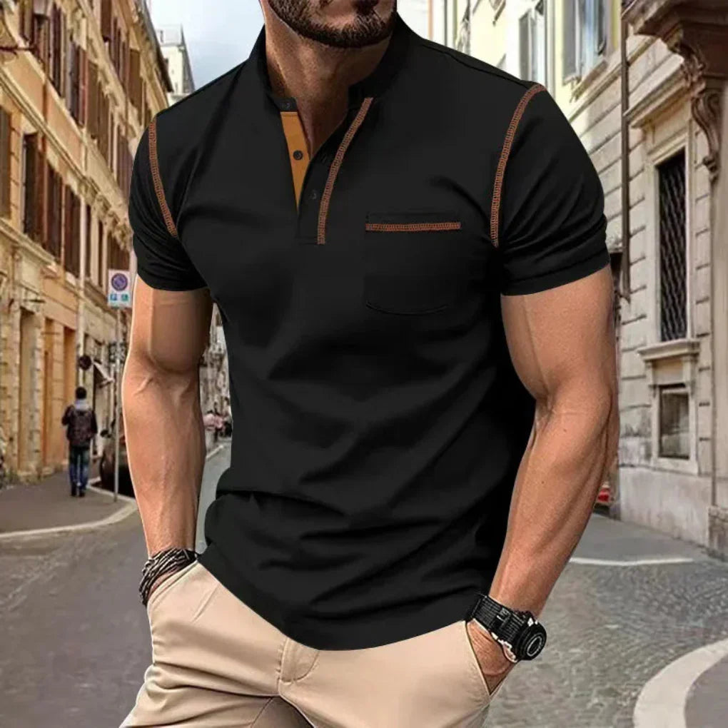 Polo homme élégant, coupe regular. Idéal pour un look casual ou chic, parfait printemps-été-automne.