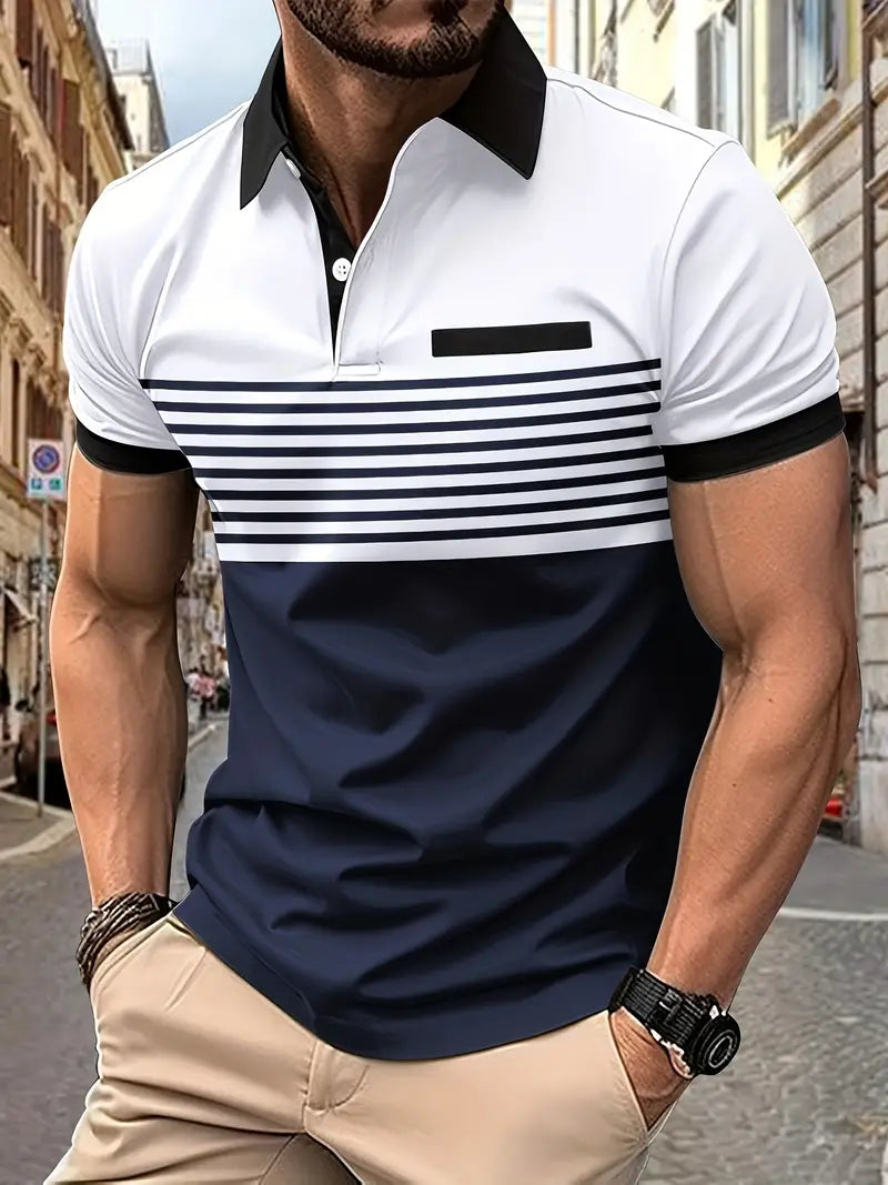 Polo homme à rayures intemporelles, coupe confortable, matière respirante, idéal pour la saison chaude et le style.