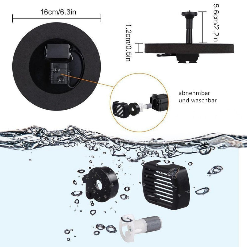 Belle fontaine solaire aquatique flottante, embellit jardin et bassin, 100% écologique.
