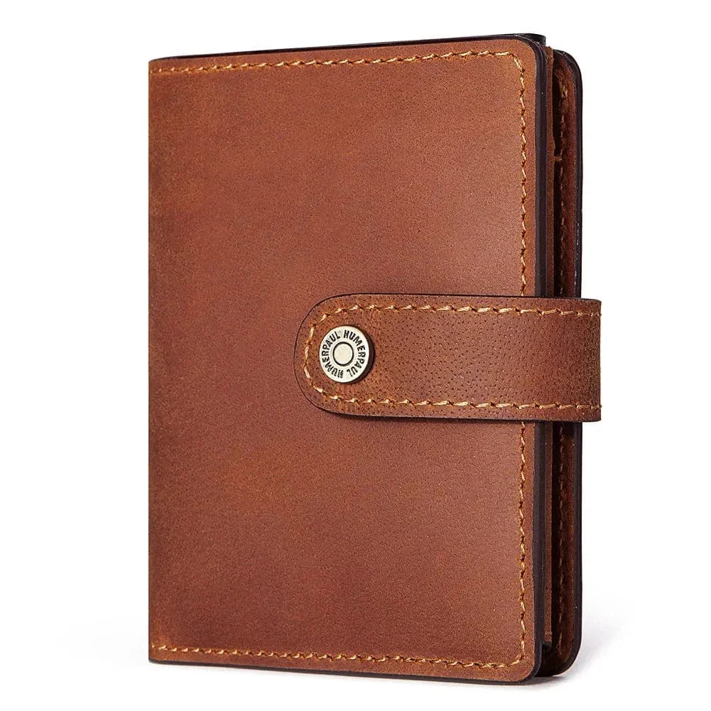 Portefeuille homme élégant en cuir Crazy Horse, ultra-mince. Doté d'une protection RFID. Idéal pour un cadeau.