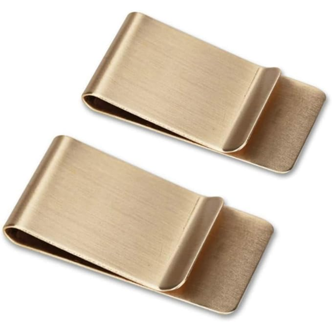 Lot de 2 porte-cartes et pinces à billets fins en acier inoxydable, design minimaliste et élégant.