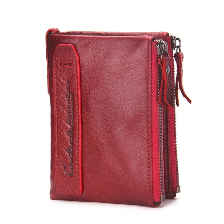 Porte-monnaie porte-cartes en cuir femme, noir, élégant et compact, pour vos essentiels quotidiens.