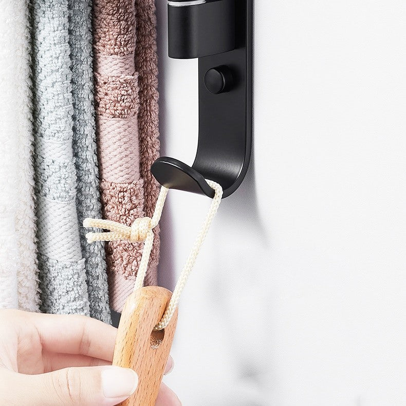 Design élégant : porte-serviettes mural noir mat avec 5 bras pivotants, idéal pour optimiser l'espace de votre salle de bain.