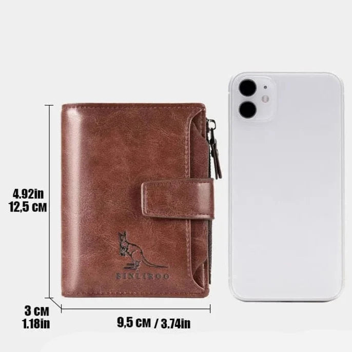 Portefeuille homme élégant en cuir PU, finition lisse, protection RFID, un accessoire intemporel.