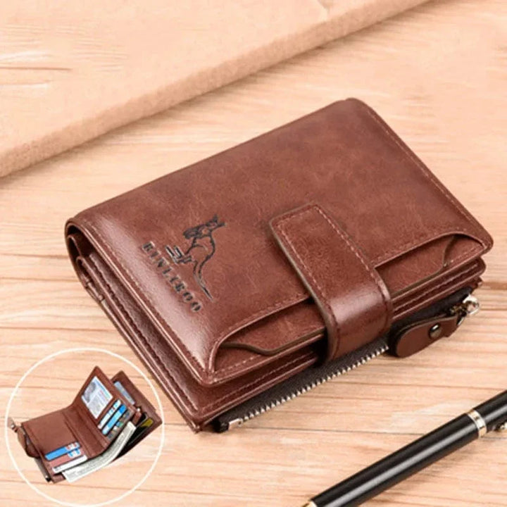 Portefeuille homme en cuir PU noir, compact et élégant, doté de la technologie de protection RFID.