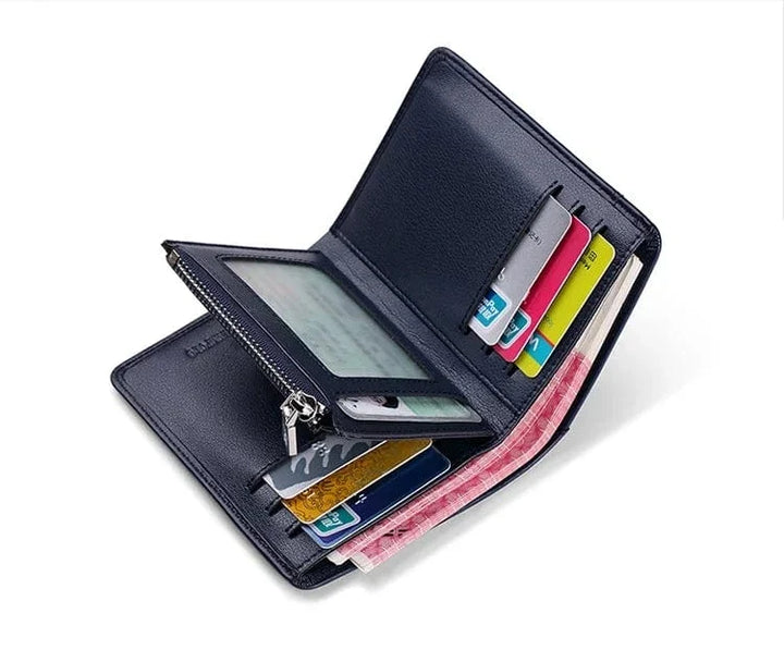 Portefeuille homme en cuir compact et élégant, idéal pour les poches, combine style et praticité.