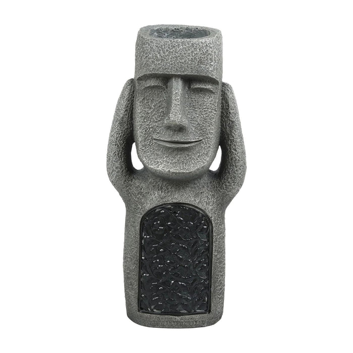 Pot à fleurs décoratif solaire sculpté en forme de visage, idéal pour le jardin extérieur avec éclairage LED.