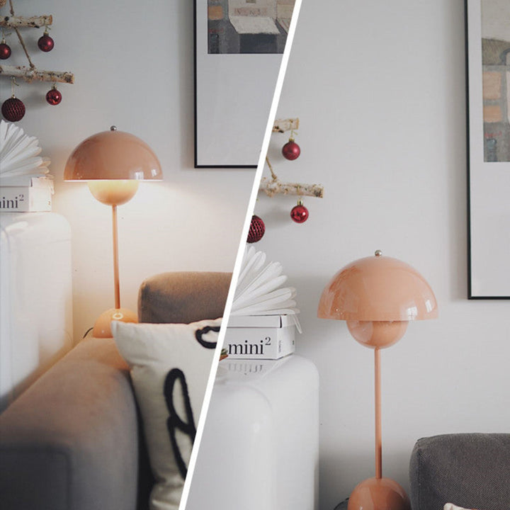 Design unique de lampe de table rétro avec abat-jour distinctif, éclairage LED dimmable pour salon.
