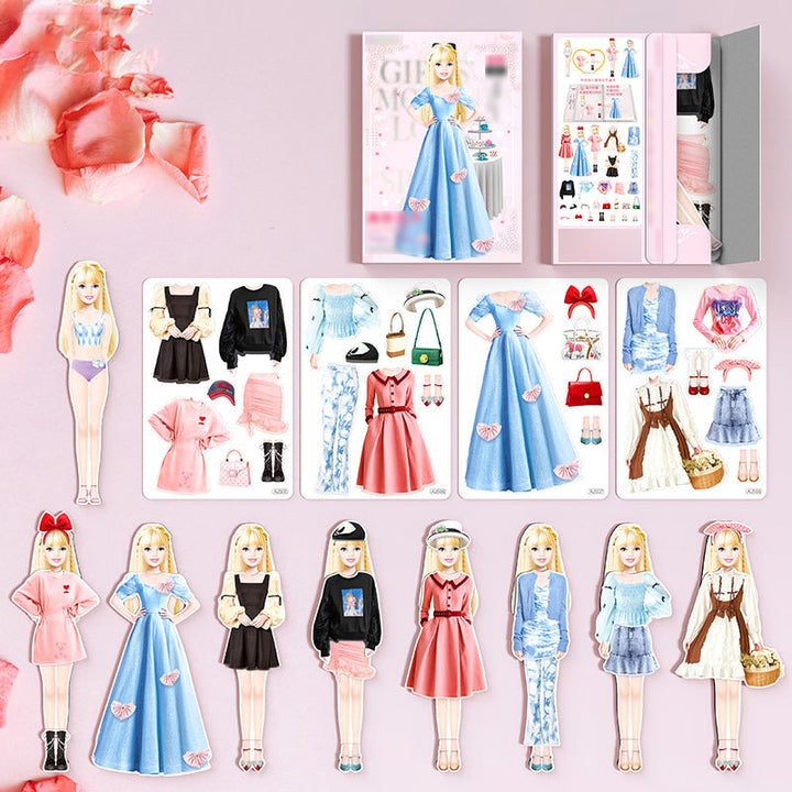 Poupée magnétique à habiller, jouet fille stimulant créativité et motricité fine, jeu éducatif portable.