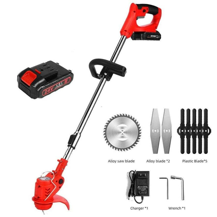 Outil de jardinage PowerTrim, débroussailleuse sans fil pour la taille précise du gazon.