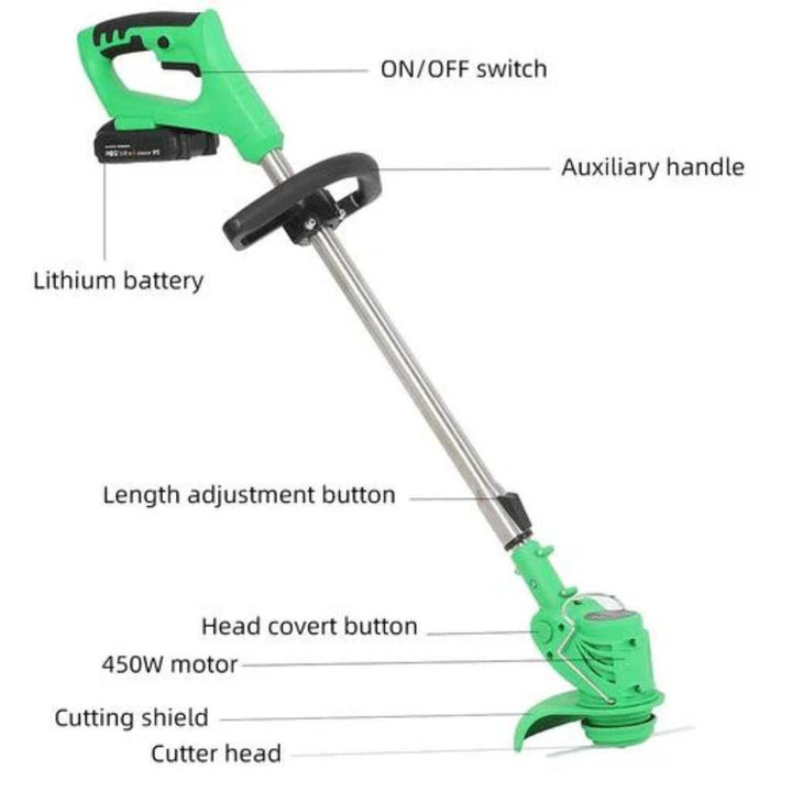 Outil de jardin PowerTrim à batterie, pour la taille et la précision des bordures de pelouse.