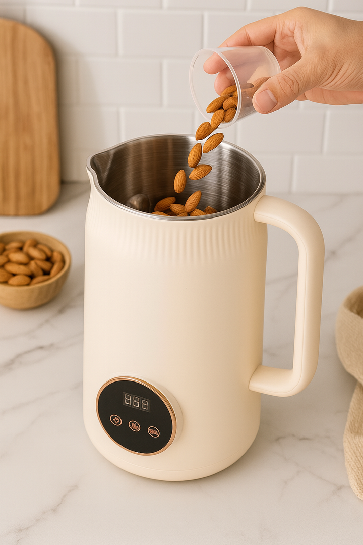 Appareil silencieux pour la création de laits végétaux maison, soupes et smoothies nutritifs.
