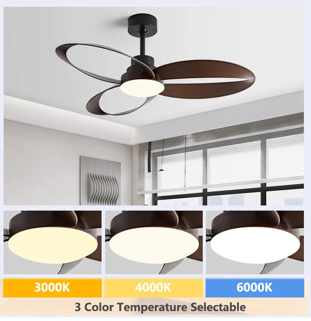 Ventilateur de plafond LED moderne pour maison, silencieux avec lumière, optimise l'air intérieur.