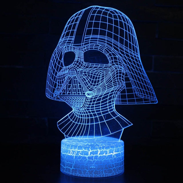 Veilleuse LED 3D Dark Vador Star Wars. Décoration chambre enfant unique, lumière LED.