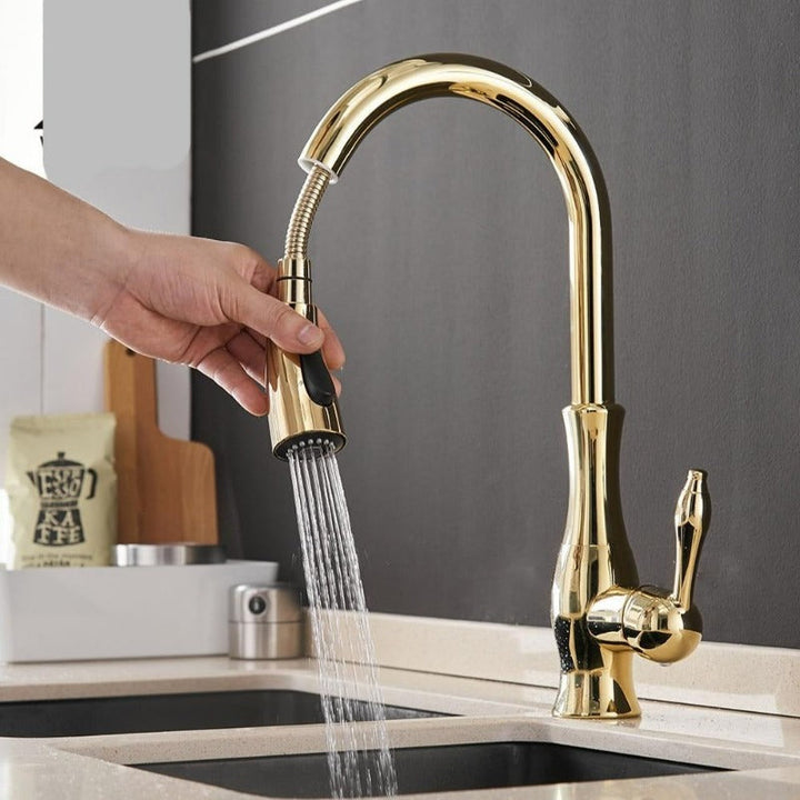 Mitigeur de cuisine extensible, robinet moderne. Contrôle précis de l'eau, design élégant et fonctionnel.