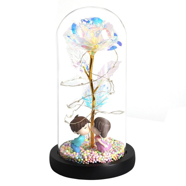 LuxeBloom rose illuminée LED, cadeau romantique parfait pour la maison ou bureau.