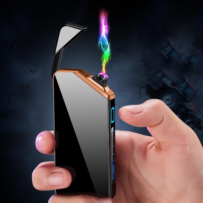 Briquet électrique plasma rechargeable USB, design moderne noir, résistant au vent. Allumage sûr et écologique.