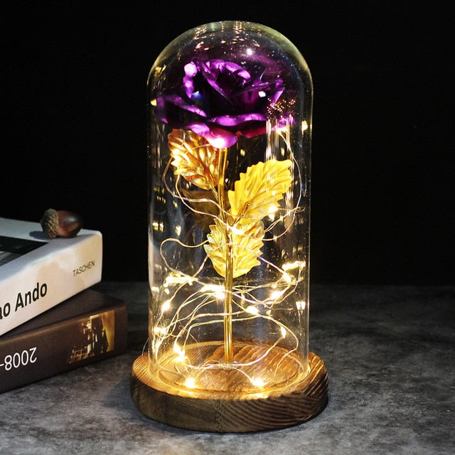 Rose éternelle sous cloche LED, cadeau d'exception pour exprimer votre amour.