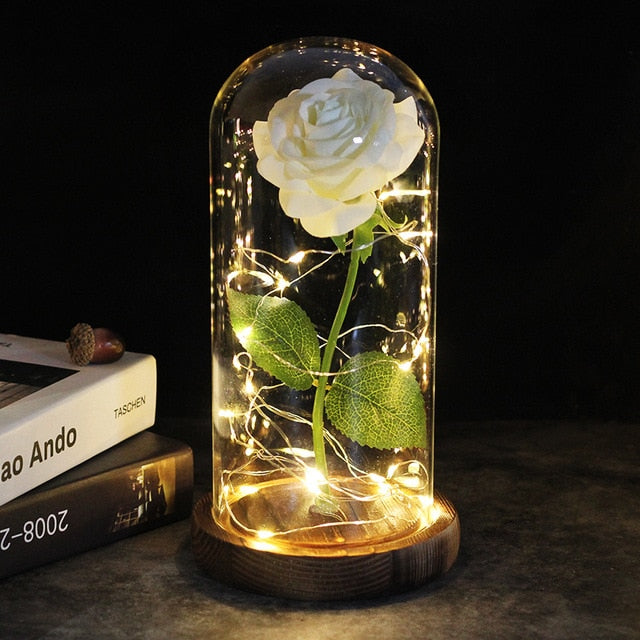 Rose éternelle rouge et LED, cadeau idéal pour célébrer un moment spécial.