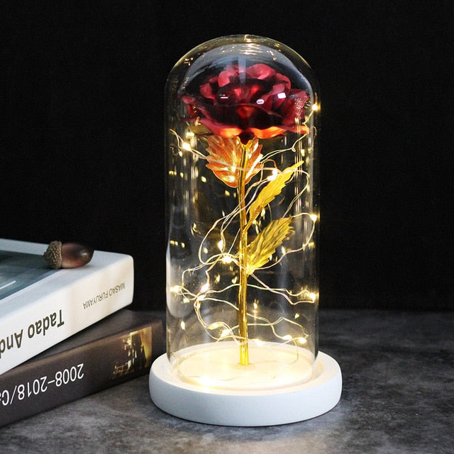 LuxeBloom rose éternelle illuminée, un classique moderne pour la décoration intérieure.