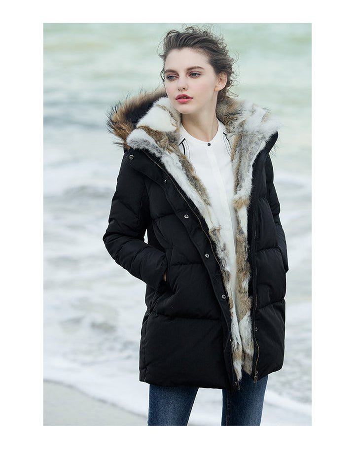 Parka d'hiver Herminy élégante pour femme, couleur noire, offrant chaleur ultime et protection contre le froid.