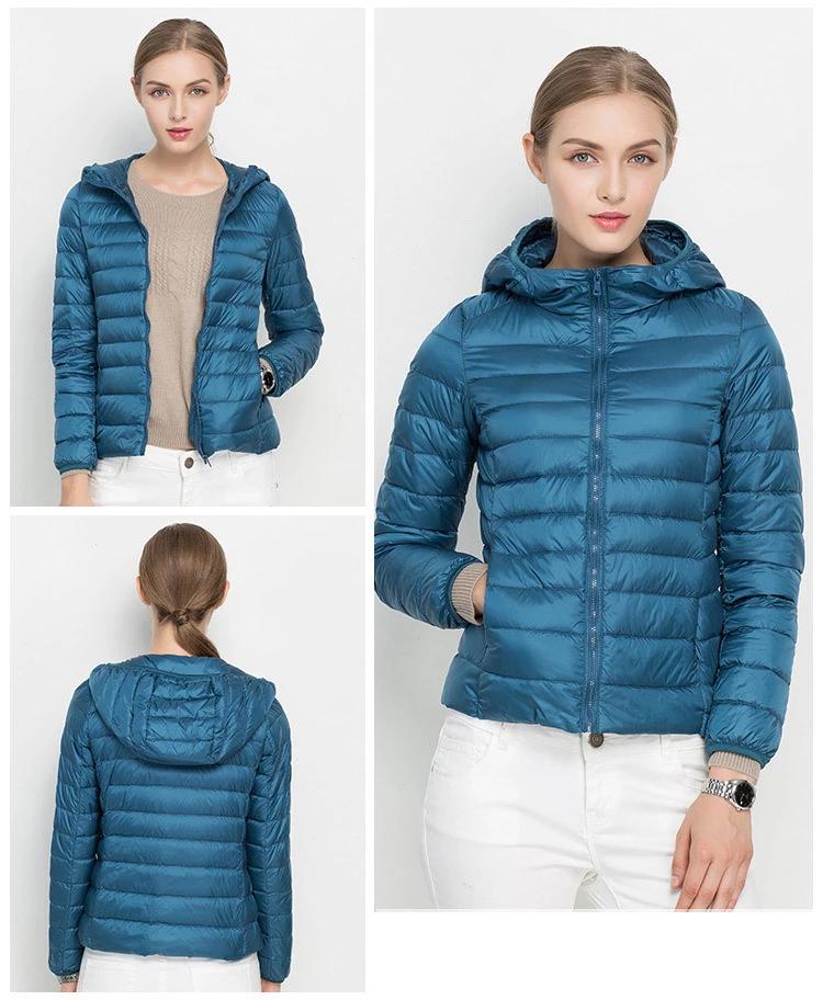 Veste femme légère à capuche style doudoune. Confortable pour mi-saison et activités extérieures.