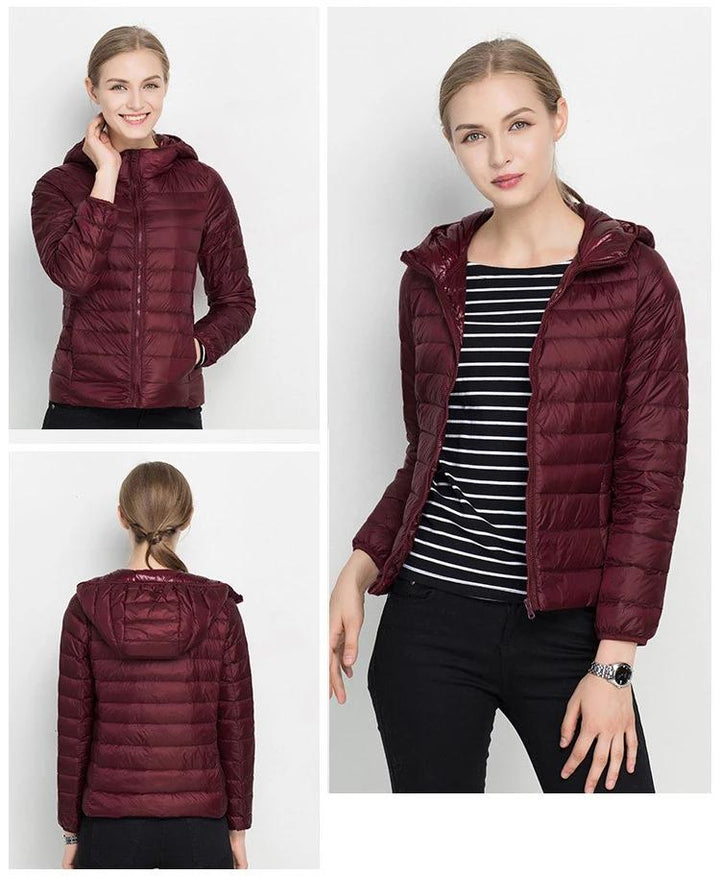 Doudoune femme polyvalente avec capuche. Légère, élégante et idéale pour le printemps/automne.
