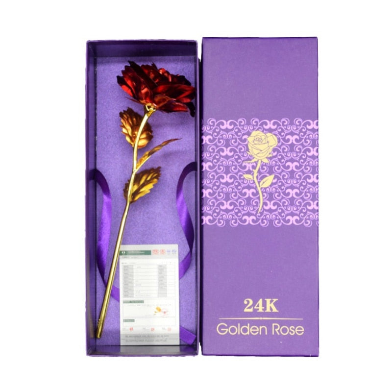 Rose dorée 24k éternelle, cadeau romantique durable avec support pour célébrer l'amour.