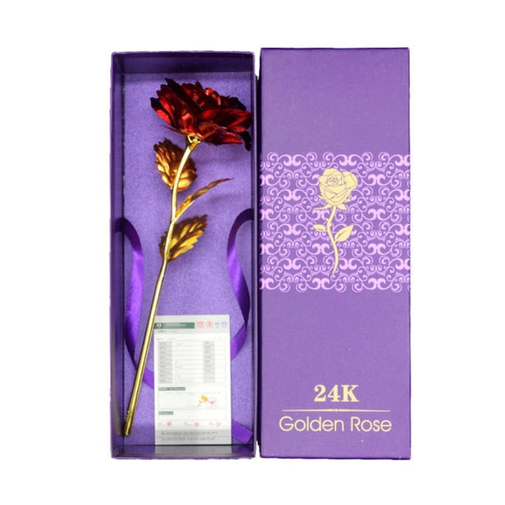 Rose dorée 24k éternelle, cadeau romantique durable avec support pour célébrer l'amour.
