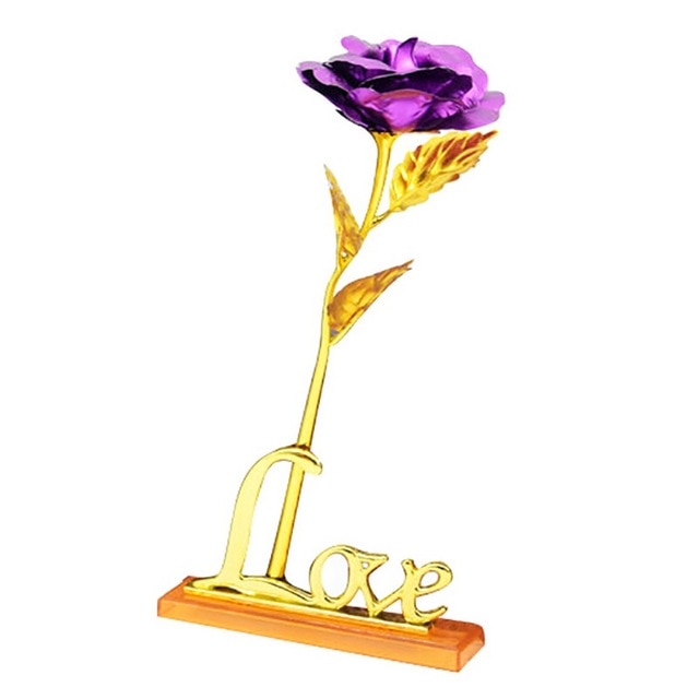 Cadeau fête des mères unique: rose éternelle dorée 24k avec son support élégant.