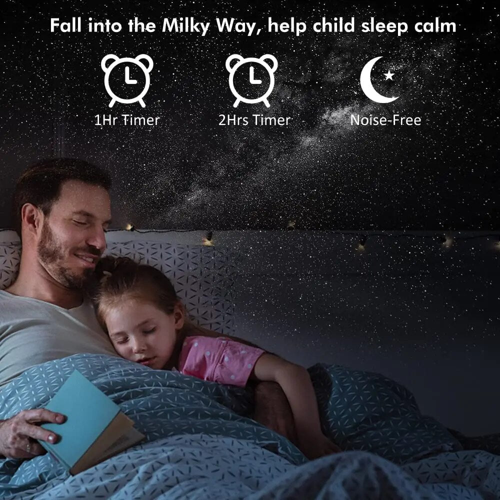 Décoration chambre avec projecteur d'étoiles, créant une galaxie et un univers privé pour la détente.