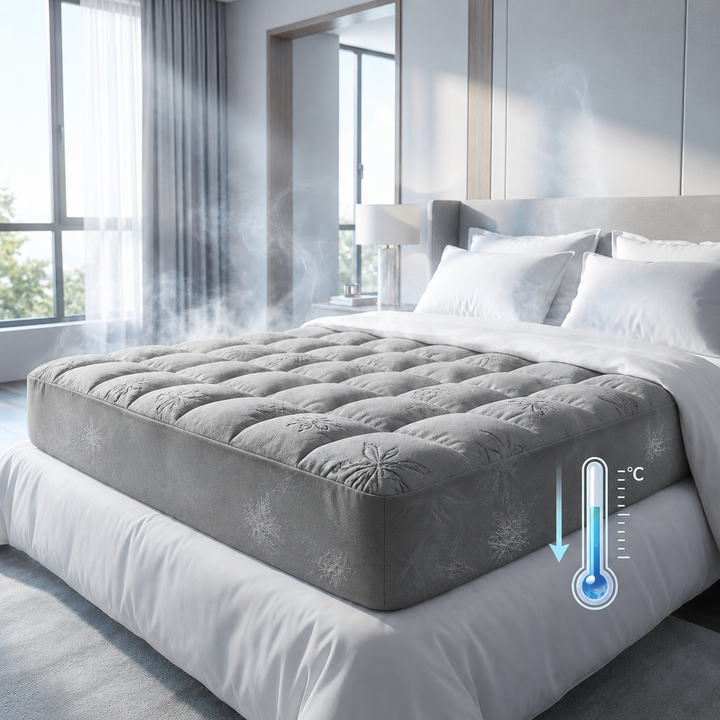 Protège-matelas en bambou épais, doux et hypoallergénique, pour une hygiène de literie et un confort de sommeil optimaux.