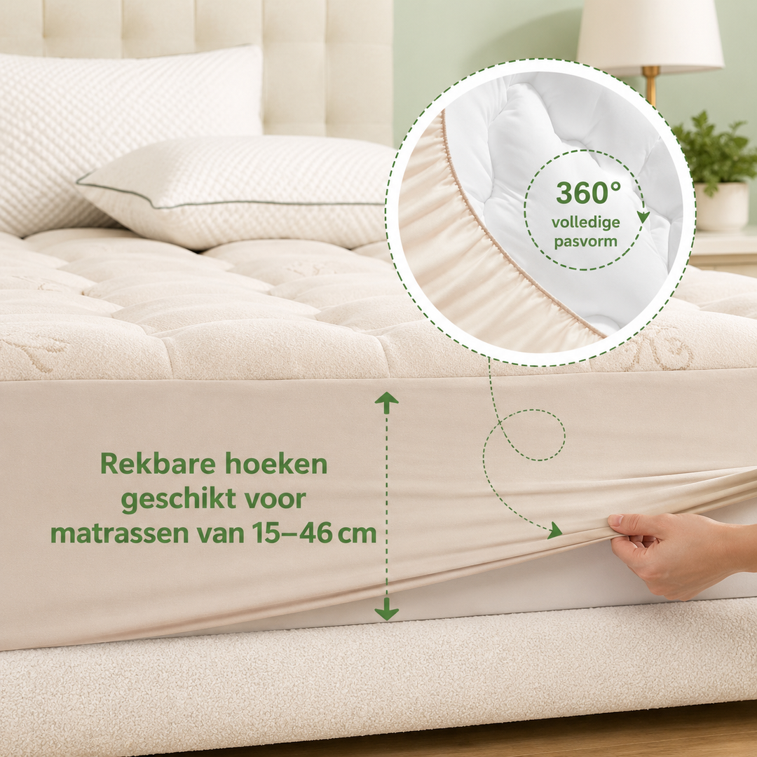 Protège-matelas en bambou épais, frais et anti-transpiration, offrant une excellente régulation thermique pour un bien-être nocturne.