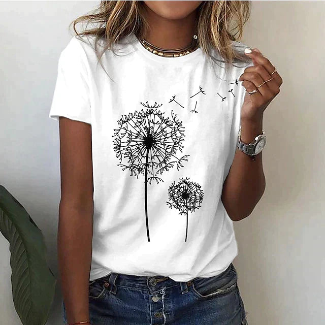 T-shirt femme basique et élégant à manches courtes, coupe confortable. Un essentiel polyvalent pour votre garde-robe.