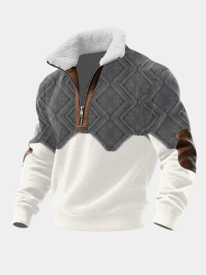 Pull homme en polaire chaude, col montant, idéal pour l'hiver décontracté.