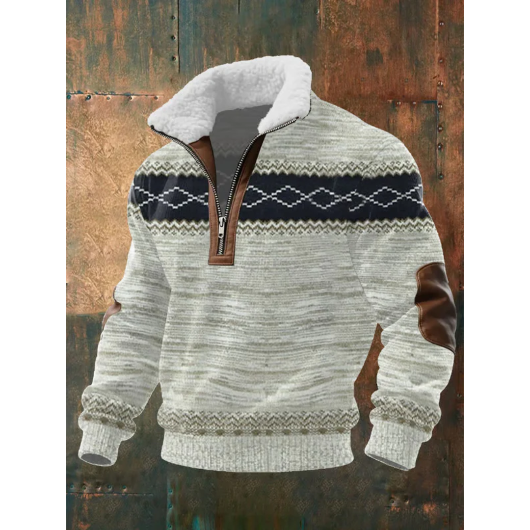 Chandail polaire homme, col montant chaud, offrant confort et style pour l'hiver décontracté.
