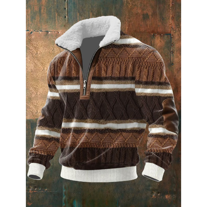 Pull homme uni en polaire épaisse, col montant, image de confort et de chaleur pour l'hiver.