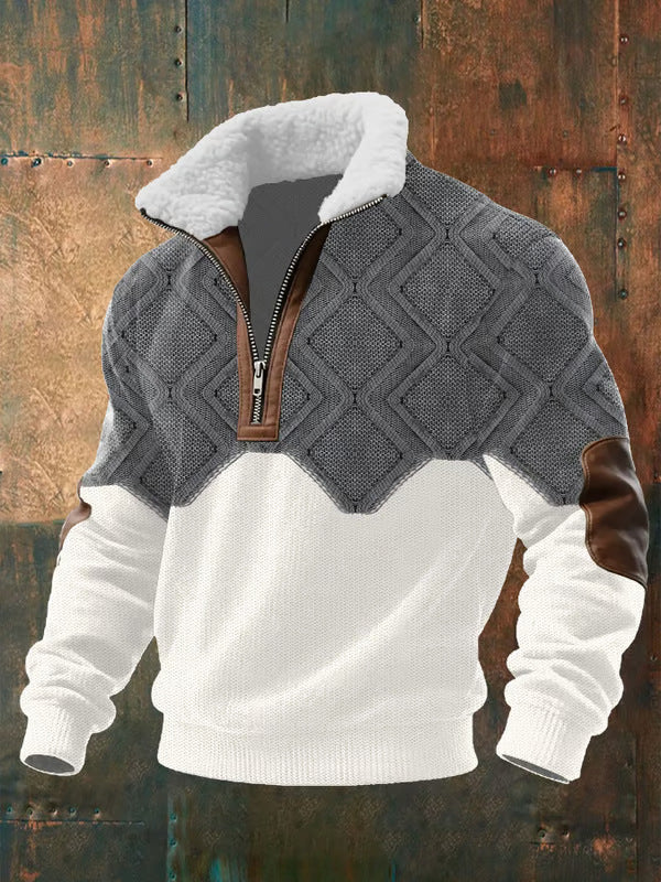 Chandail polaire homme très confortable, col montant, parfait pour rester au chaud en hiver.