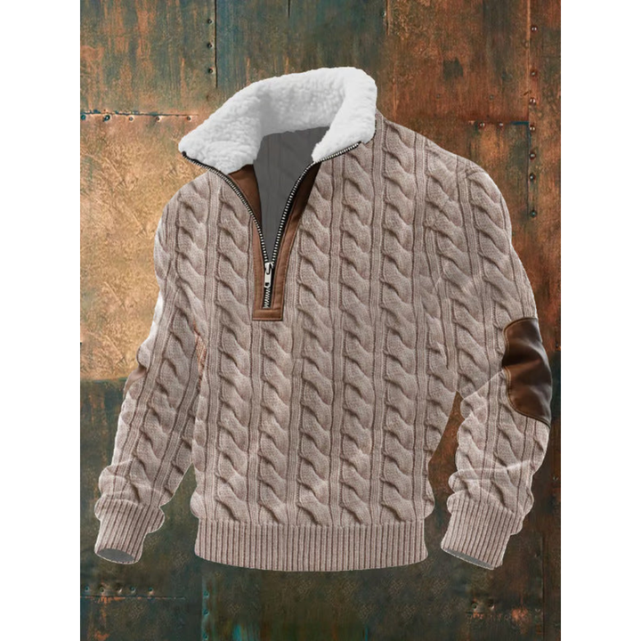 Vêtement homme décontracté, pull polaire col montant chaud, essentiel pour les froides journées d'hiver.