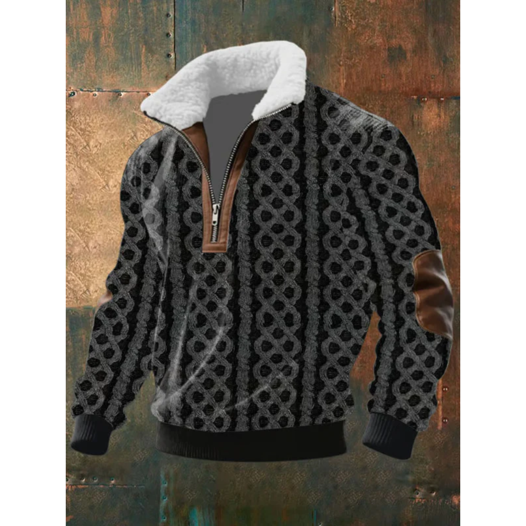 Pull homme chaud en polaire, col montant, parfait pour le confort hivernal décontracté.