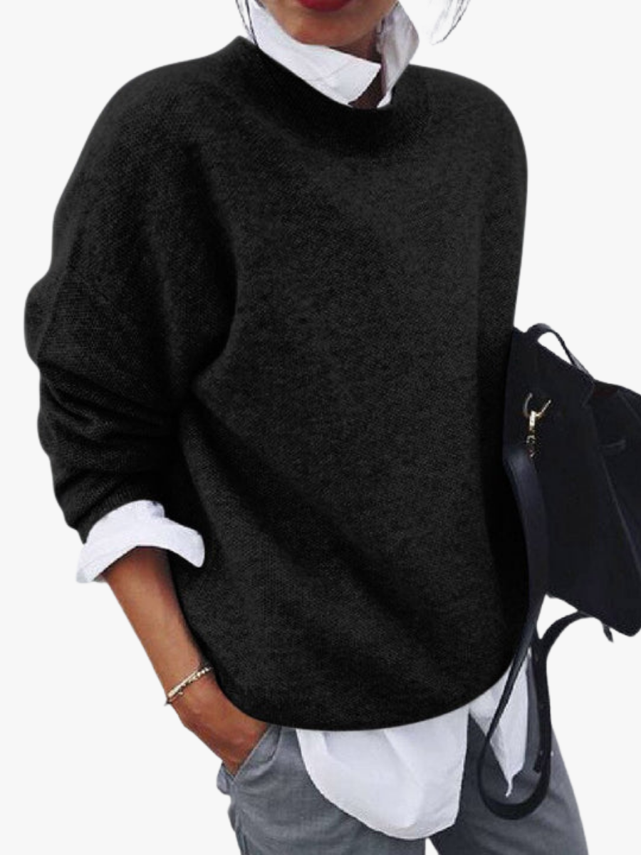 Pull col rond classique femme, élégant et confortable pour l'hiver. Idéal mode automne-hiver.