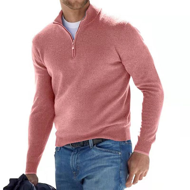 Pull homme casual demi zippé, très confortable, parfait pour un style décontracté et chaud en automne-hiver.